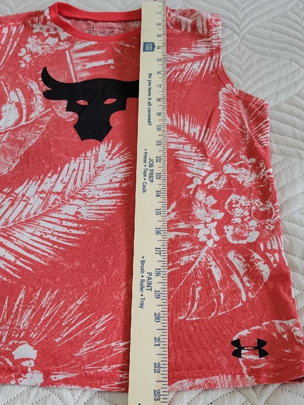 Under Armour Coral Graphic Sleeveless Tank with Black Bull Logo - Picture 3 of 5